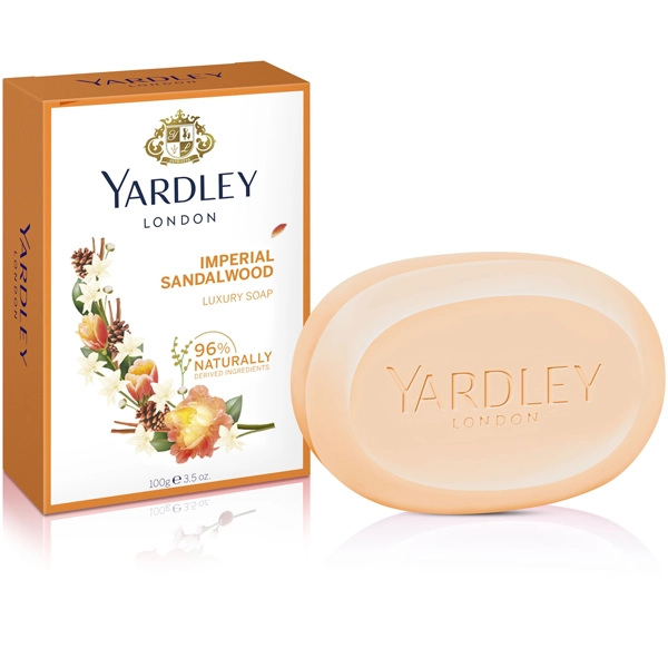صابون یاردلی اصل نارنجی با رایحه چوب صندل لاکچری 100 گرم | YARDLEY LONDON IMPERIAL SANDALWOOD LUXURY SOAP 100g